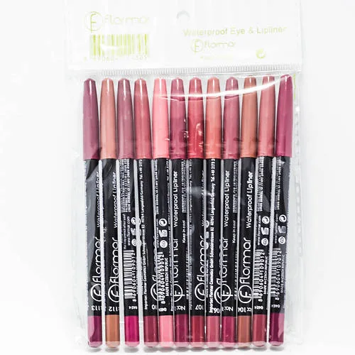 Набір олівців для губ Flormar Waterproof Lip Liner (12 штук)