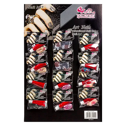 Накладні нігті кольорові з малюнком Nail Art 4012, упаковка 12 шт.