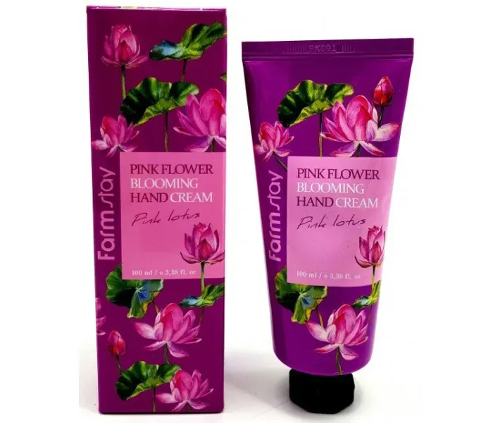 Крем для рук з екстрактом пелюсток рожевого лотоса FarmStay Pink Flower Blooming Hand Cream Pink Lotus