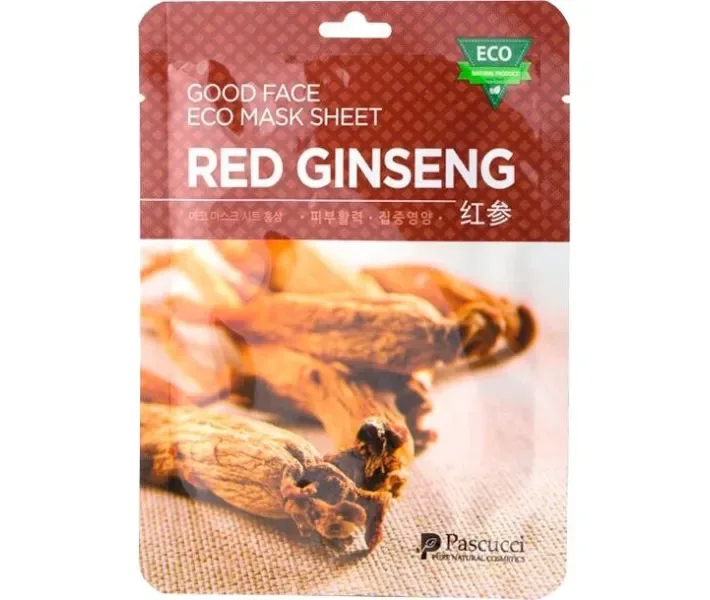 Маска для обличчя тканинна c екстрактом женьшеню Pascucci Good Face Eco Mask Sheet Red Ginseng, 23 мл