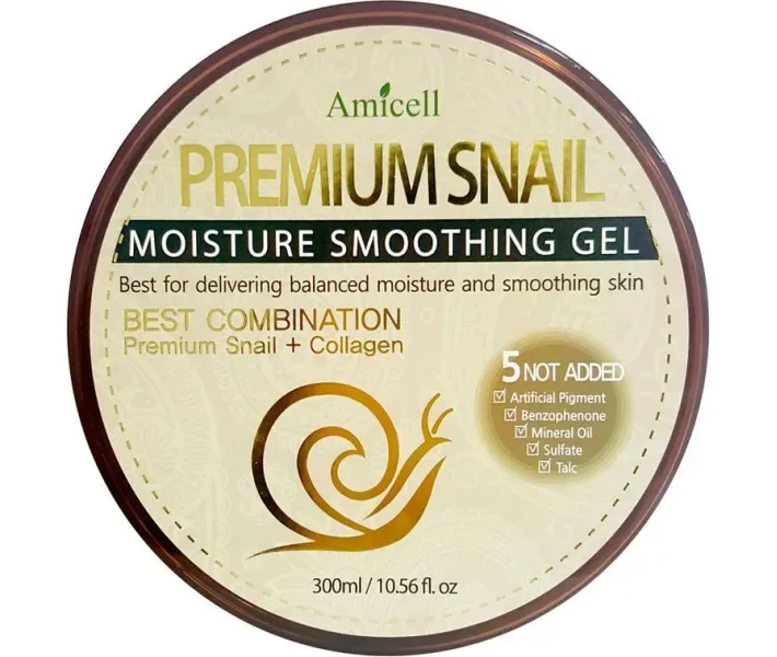 Зволожуючий гель Amicell з екстрактом муцина равлики Premium Snail Moisture Smoothing Gel, 300 мл