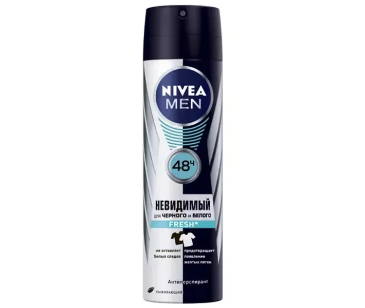 Дезодорант-антиперспірант для чоловіків Nivea Невидимий Захист для чорного та білого Fresh, 150 мл