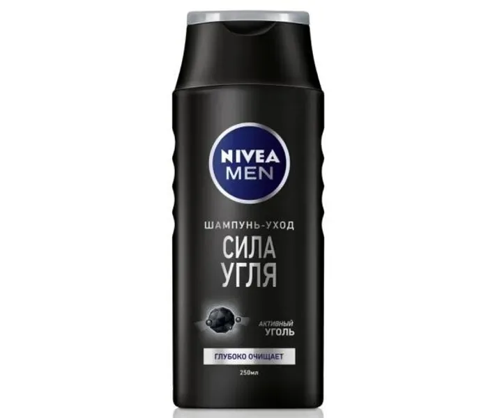 Шампунь-догляд для чоловіків Nivea Сила вугілля, 250 мл