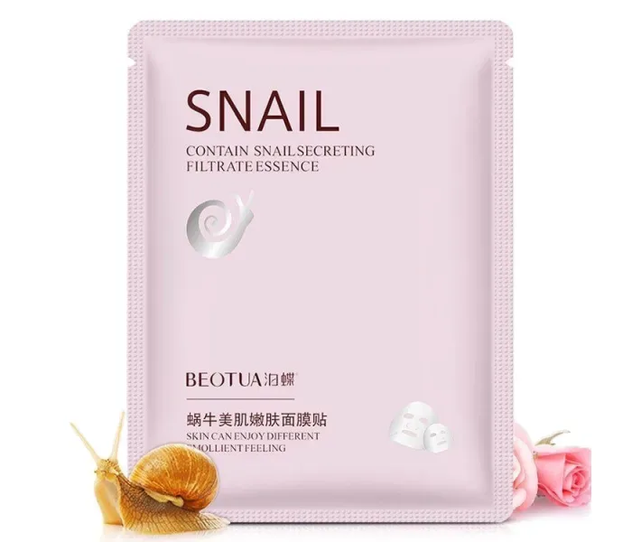 Тканинна маска для обличчя з муцином равлики BEOTUA moisturizing firming snail essence face mask for skin care