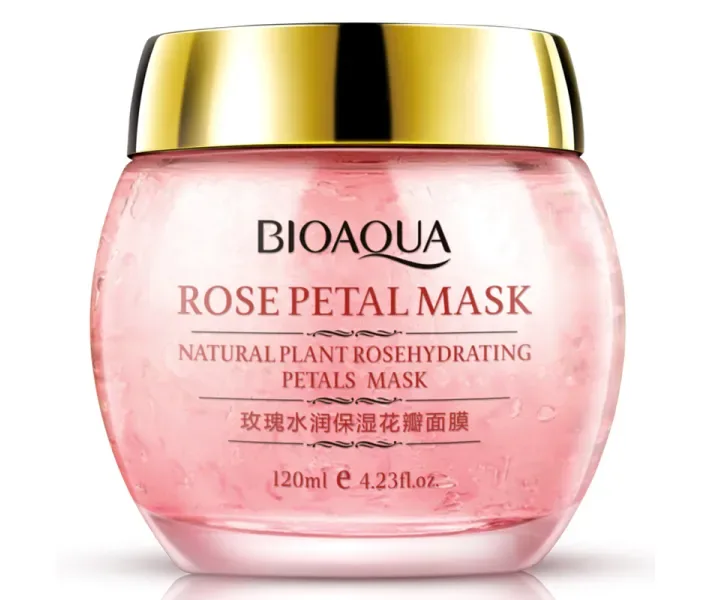 Нічна зволожуюча маска для обличчя з екстрактом троянди Bioaqua Rose Petal Mask, 120 мл