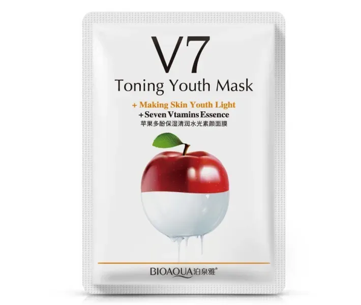 Тканинна маска, з екстрактом яблука Bioaqua V7 Toning Youth Mask Seven Vitamins Essence