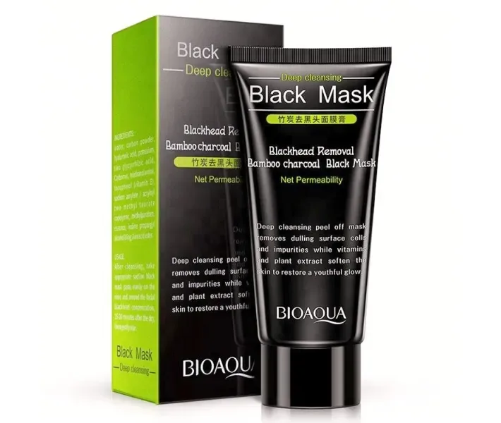 Маска від чорних крапок Bioaqua Blackhead Removal Bamboo Charcoal Black Mask, 60 мл