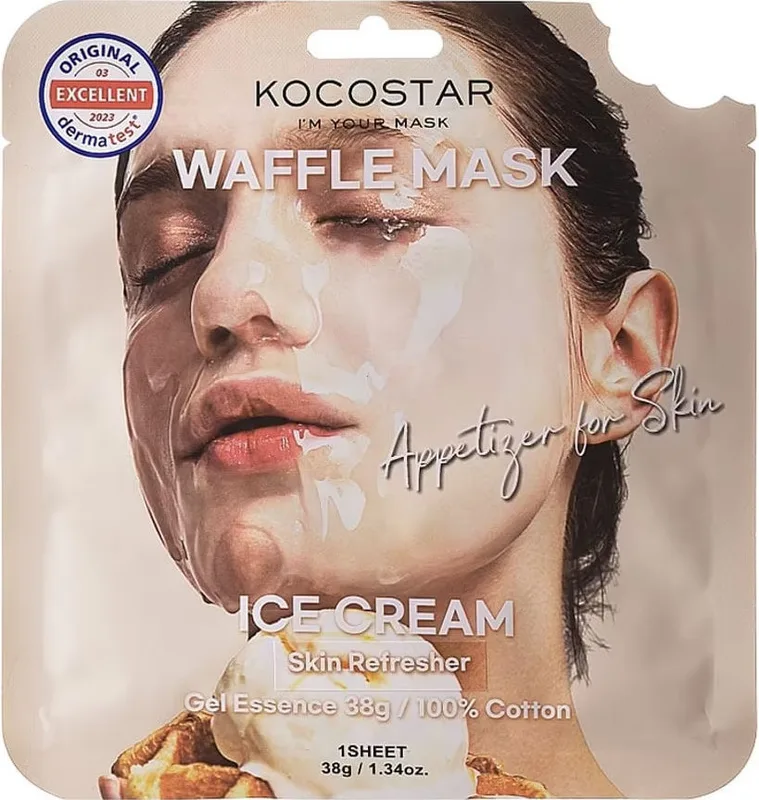 Маска тканинна для обличчя Kocostar Ice Cream Waffle Mask Морозиво пом’якшувальна 38 г