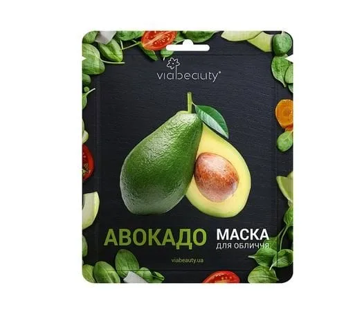 Маска тканинна для обличчя Via Beauty з олією авокадо, 25 г