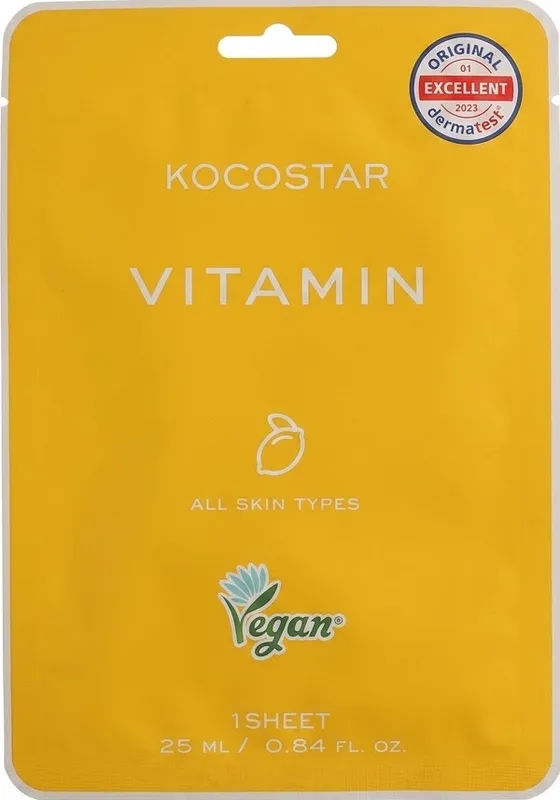 Маска тканинна для обличчя Kocostar Vitamin для сяяння шкіри з вітамінами 25 мл