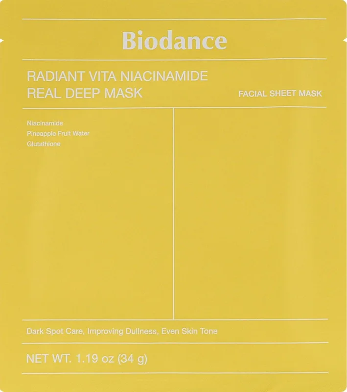 Маска гідрогелева для обличчя Biodance Real Deep Mask освітлювальна з ніацинамідом 34 г