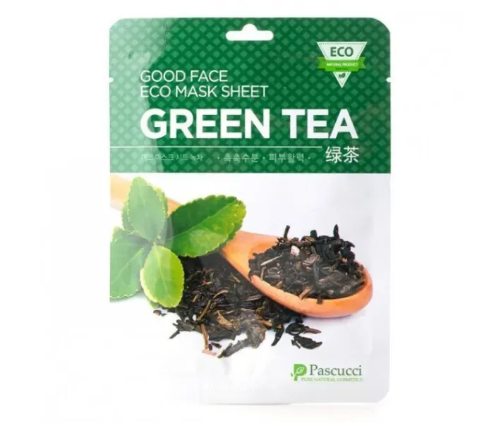 Маска для лица тканевая c экстрактом зеленого чая Pascucci Good Face Eco Mask Sheet Green Tea, 23 мл