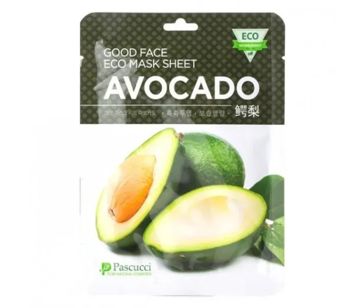 Маска для лица тканевая c экстрактом авокадо Pascucci Good Face Eco Mask Sheet Avocado, 23 мл