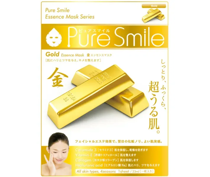 Тканинна маска для обличчя з золотом Pure Smile Essence Mask Series Gold, 23 мл