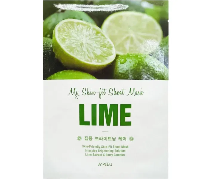 Тканинна маска для обличчя з екстрактом лайма A pieu My Skin-Fit Sheet Mask Lime, 25 г
