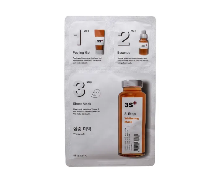Маска для обличчя 3х-крокова осветляющая Missha 3-Step Whitening Mask, 1.5 г + 25 г + 1,5 г