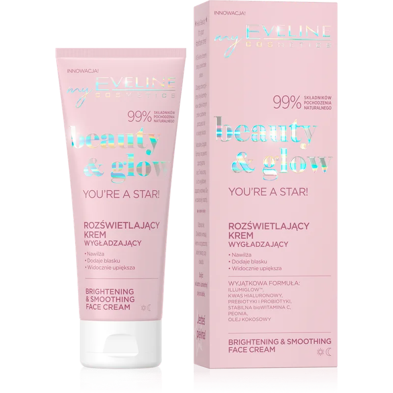 Крем для обличчя Eveline Beauty & Glow, розгладжуючий з ефектом сяйва, 75 мл