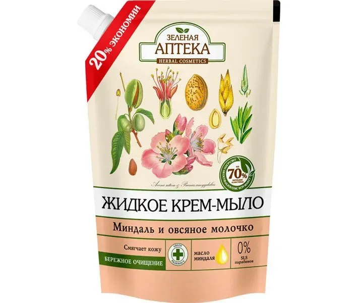 Мило Зелена Аптека мигдаль та вівсяне молочко рідке 460 мл