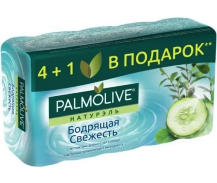 Palmolive Натурель бадьорить Свіжість туалетне мило з екстрактом зеленого чаю і Огірка, 4 + 1 в подарунок 5 x 70 г (8693495034555)