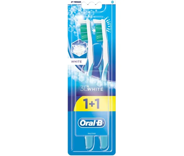 Зубна щітка Oral-B 3D White Відбілювання середня, 1 шт + 1 шт безкоштовно (3014260022761)