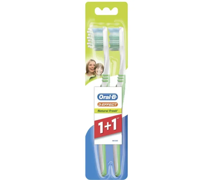 Зубна щітка Oral-B 3-Ефект Натуральна свіжість середня, 1 шт + 1 шт безкоштовно