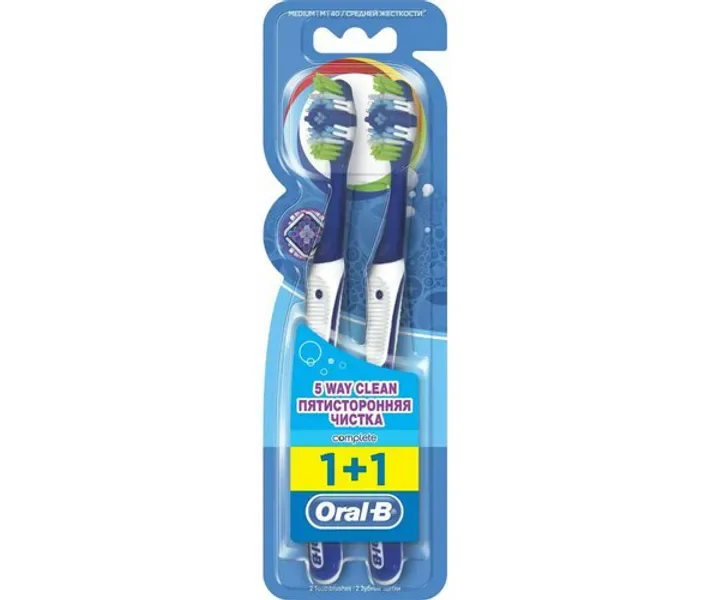 Зубна щітка Oral-B Комплекс п'ятисторонньому чистка середня, 1 шт + 1 шт безкоштовно (3014260022525)