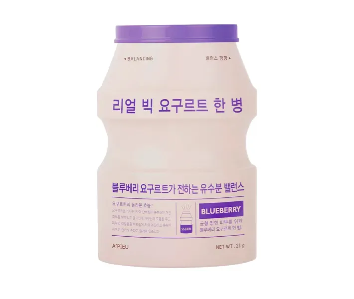 Маска для лица Apieu Real Big Yogurt One Bottle Mask Blueberry, 21 г