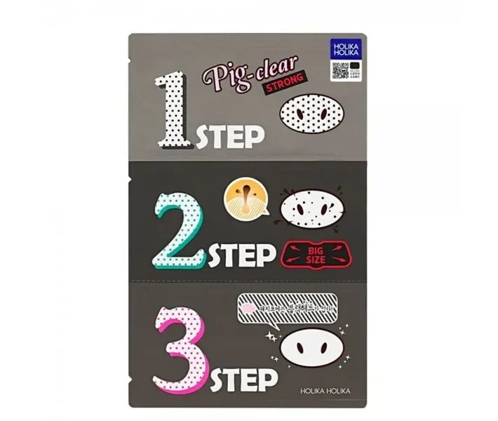 Засіб для очищення пор з древесним вугіллям Holika Holika Pig Clear Blackhead 3-Step Kit (Strong)