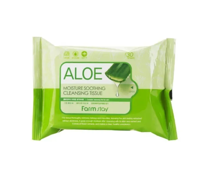 Серветки, що очищають Farmstay Aloe Moisture Soothing Cleansing Tissue