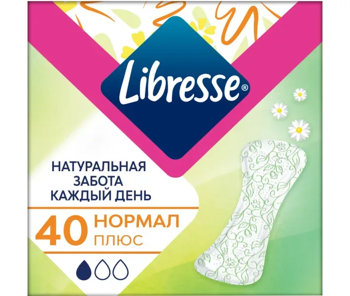 Щоденні гігієнічні прокладки Libresse Natural Care Pantyliners Normal 40 шт (7322540523263)