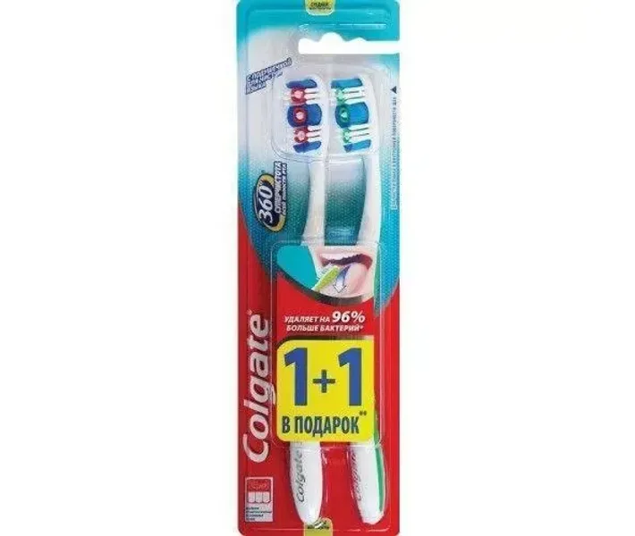 Зубна щітка Colgate 360 ​​° Clean (середня), (1 + 1) шт
