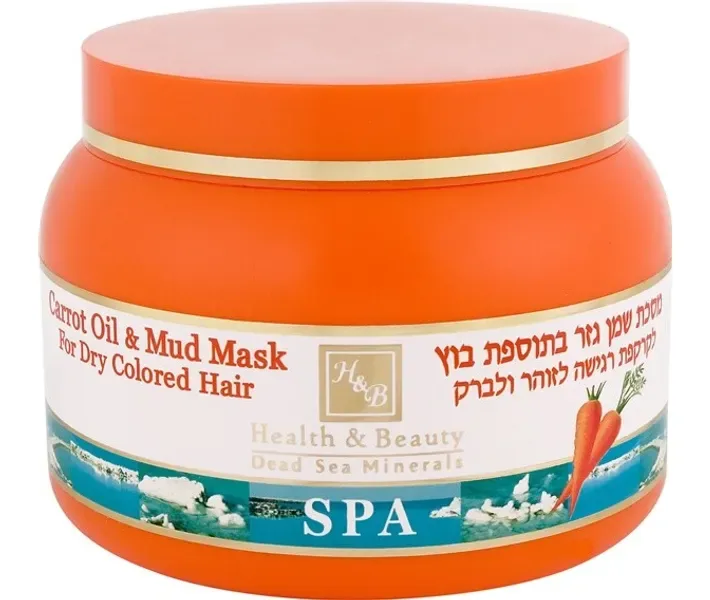 Маска Health & Beauty для сухих фарбованого волосся з морквяним маслом на основі мінеральної грязі, 250 мл