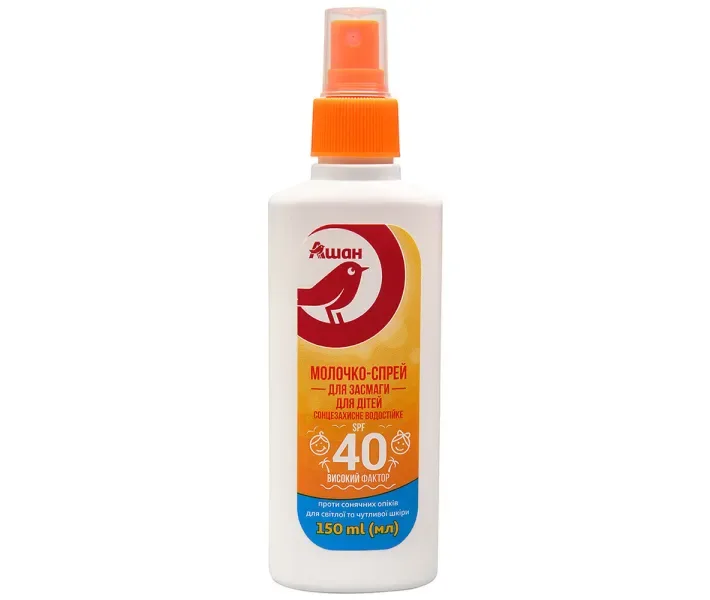 Молочко-спрей Auchan для дітей 40 SPF, 150 мл