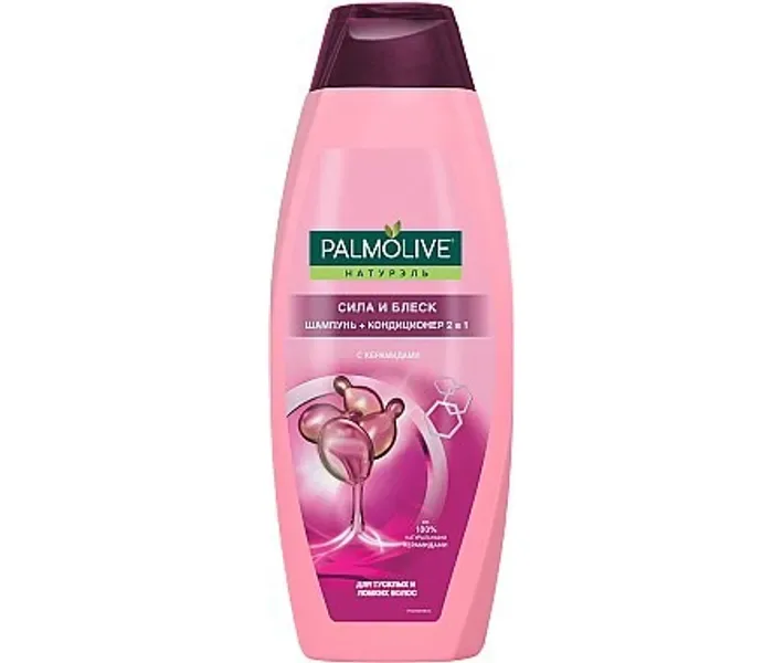 Palmolive Натурель Сила і Блиск Шампунь + Кондиціонер 2 в 1 c керамідами для тьмяних і ламких волосся, 380 мл (8693495042444)