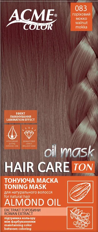 Тонуюча маска для волосся Acme Color Hair Care Ton oil mask тон 083 горіховий мокко 30 мл
