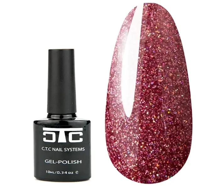 Гель-лак C.T.C Nail Systems Голограмма 53-03 - красно-кирпичный с голограммной блесткой, 10 мл (0088019)