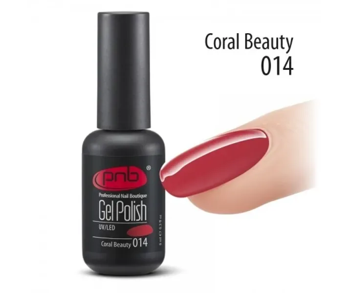 Гель-лак PNB №014 - Coral Beauty - кораловий, 8 мл (0055788)