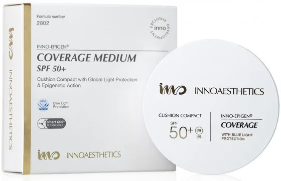 Innoaesthetics Epigen Coverage Medium Uvp 50+ - Компактна тональна основа з SPF 50+ у форматі кушона