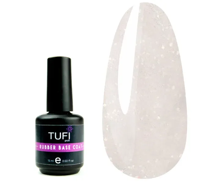 База TUFI Profi Premium Glitter Rubber Base №1 - молочний з мікроблеском, 8 мл (0093721)