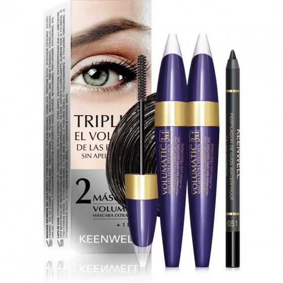 Keenwell Pack 2 Volum Lash 3X1 Mascaras + Eye Liner Pencil - Туш для об'єму вій + Вологостійкий олівець для очей