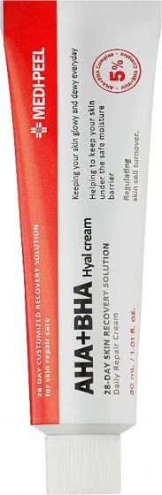 Відновлюючий крем для обличчя з комплексом кислот Medi-Peel AHA BHA 28 Days Hyal Cream, 30мл