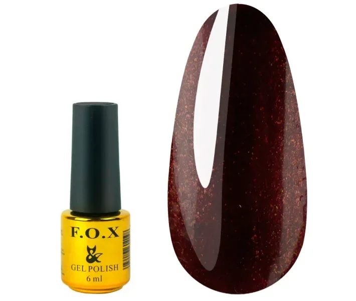 Гель-лак F.O.X Pigment №026 - винний з мікроблеском, 6 мл (0077634)