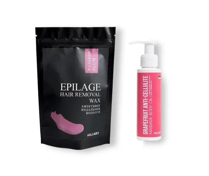 Антицелюлітна олія Грейпфрут Hillary + Гранули для епіляції Hillary Epilage Original, 100g