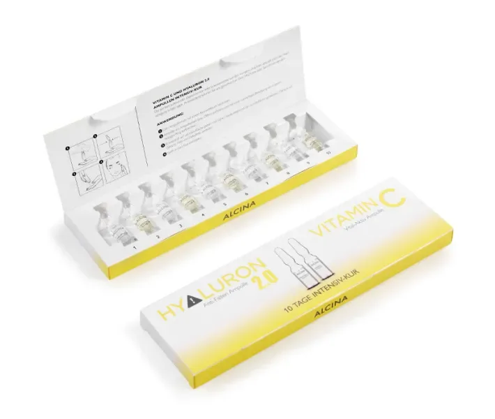Ампульне лікування ALCINA Ampullen Kur HYALURON 2.0 & VITAMIN C інтенсивного відновлення шкіри обличчя 10 шт х 1 мл