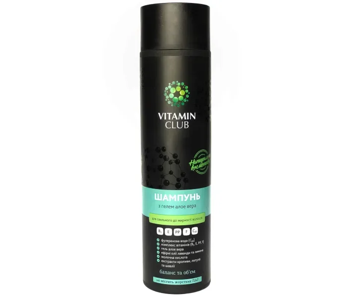 Шампунь Vitamin Club для склонных к жирности волос с гелем алоэ вера 250ml