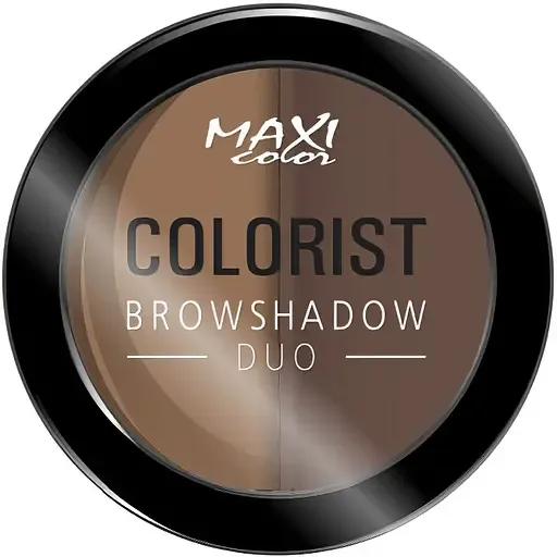 Тіні для брів Maxi Color Colorist Browshadow Duo відтінок 02 (Насичений брюнет) 3 г