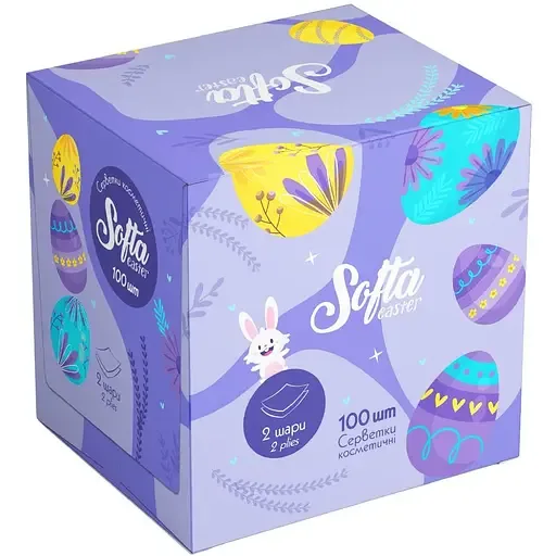 Серветки косметичні Softa Easter двошарові 100 шт.