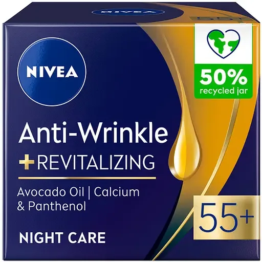 Нічний крем проти зморщок + ревіталізація NIVEA Anti-Wrinkle Revitalizing 55+ 50 мл