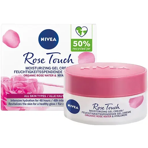Гель-крем NIVEA Rose Touch Зволожувальний з трояндовою водою та гіалуроновою кислотою 50 мл