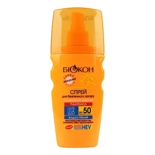 Спрей для безпечної засмаги Біокон Сонячний екран SPF-50+ 160 мл
